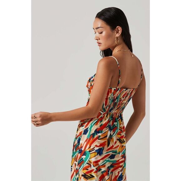 New ASTR The Label Mariela Abstract Satin Midi Dress Size M - Picture 3 of 10